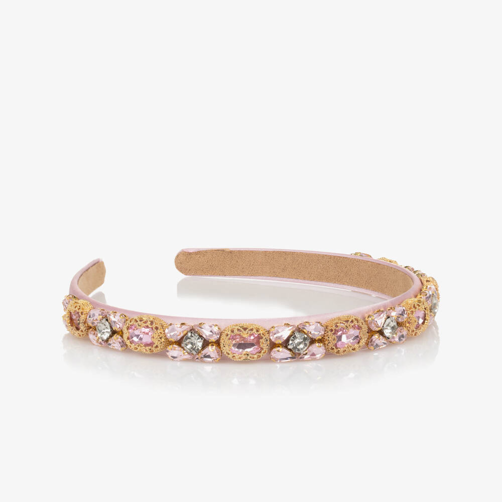 Graci-Girls Satin Pink Gem Halo | Childrensalon Outlet