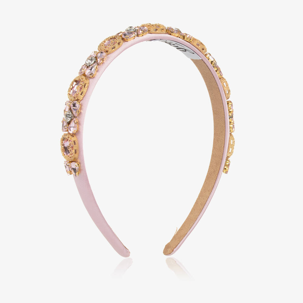 Graci-Girls Satin Pink Gem Halo | Childrensalon Outlet