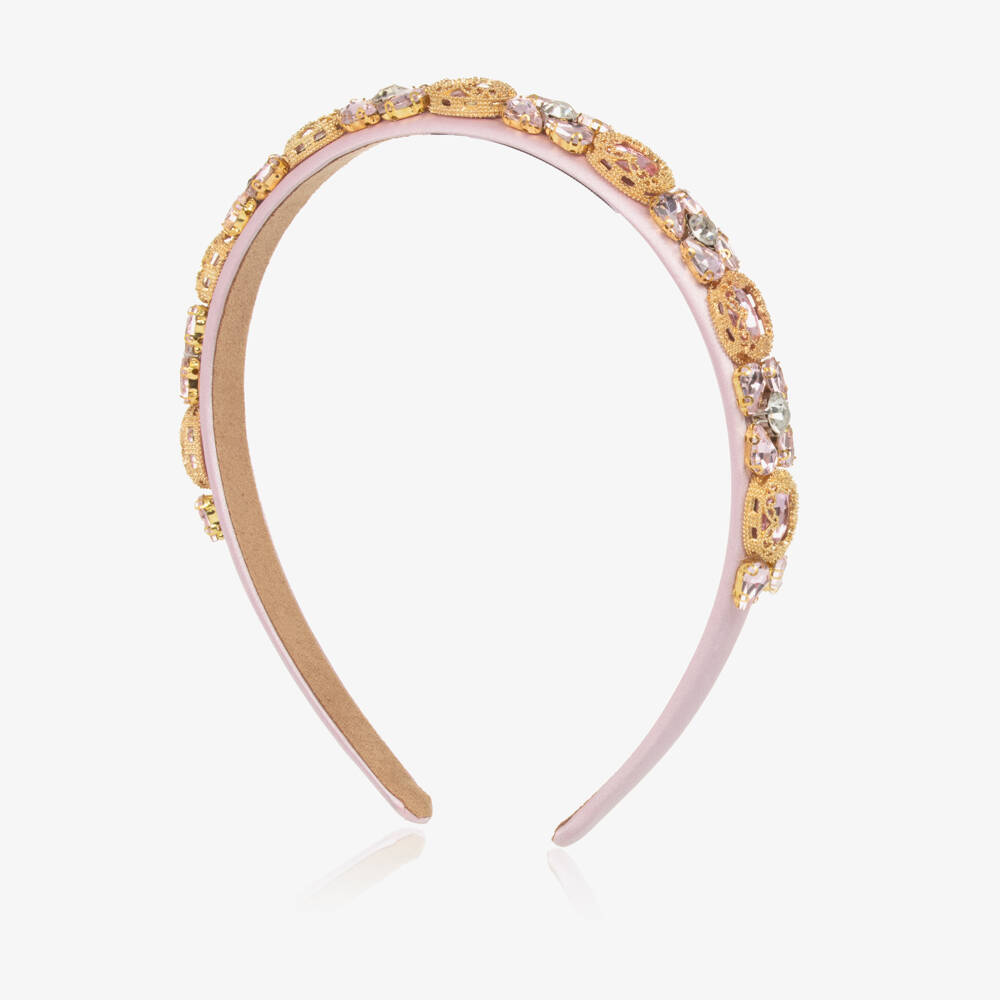 Graci-Girls Satin Pink Gem Halo | Childrensalon Outlet
