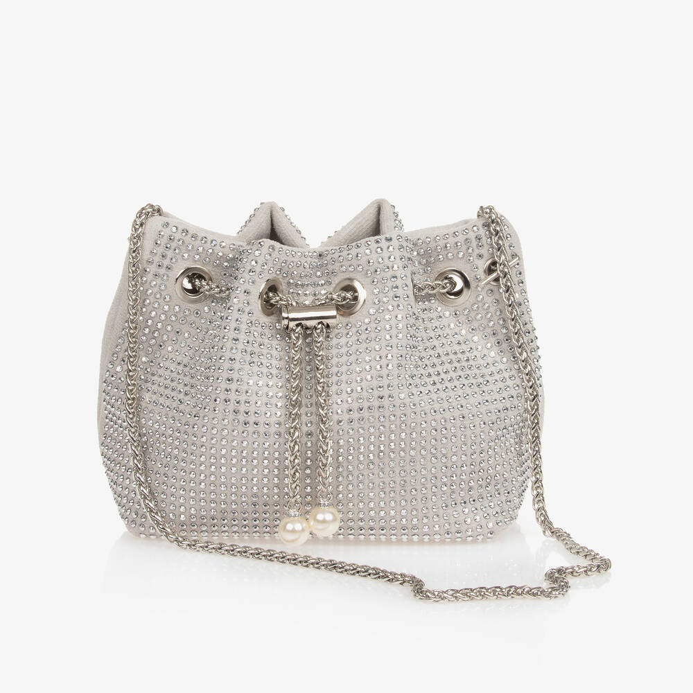 Graci Girls Silver Diamante Shoulder Bag 17cm Childrensalon Outlet