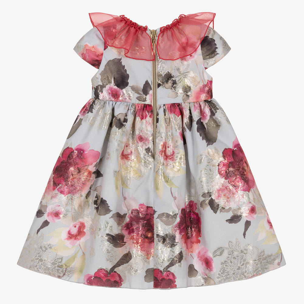 Graci-Серебристое платье с розовыми цветами | Childrensalon Outlet