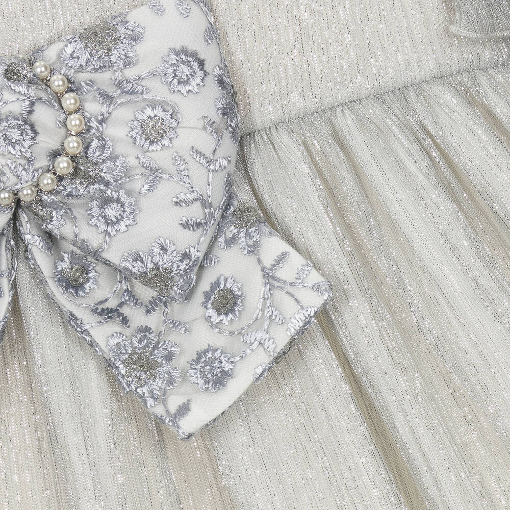 Graci Girls Silver Tulle Dress