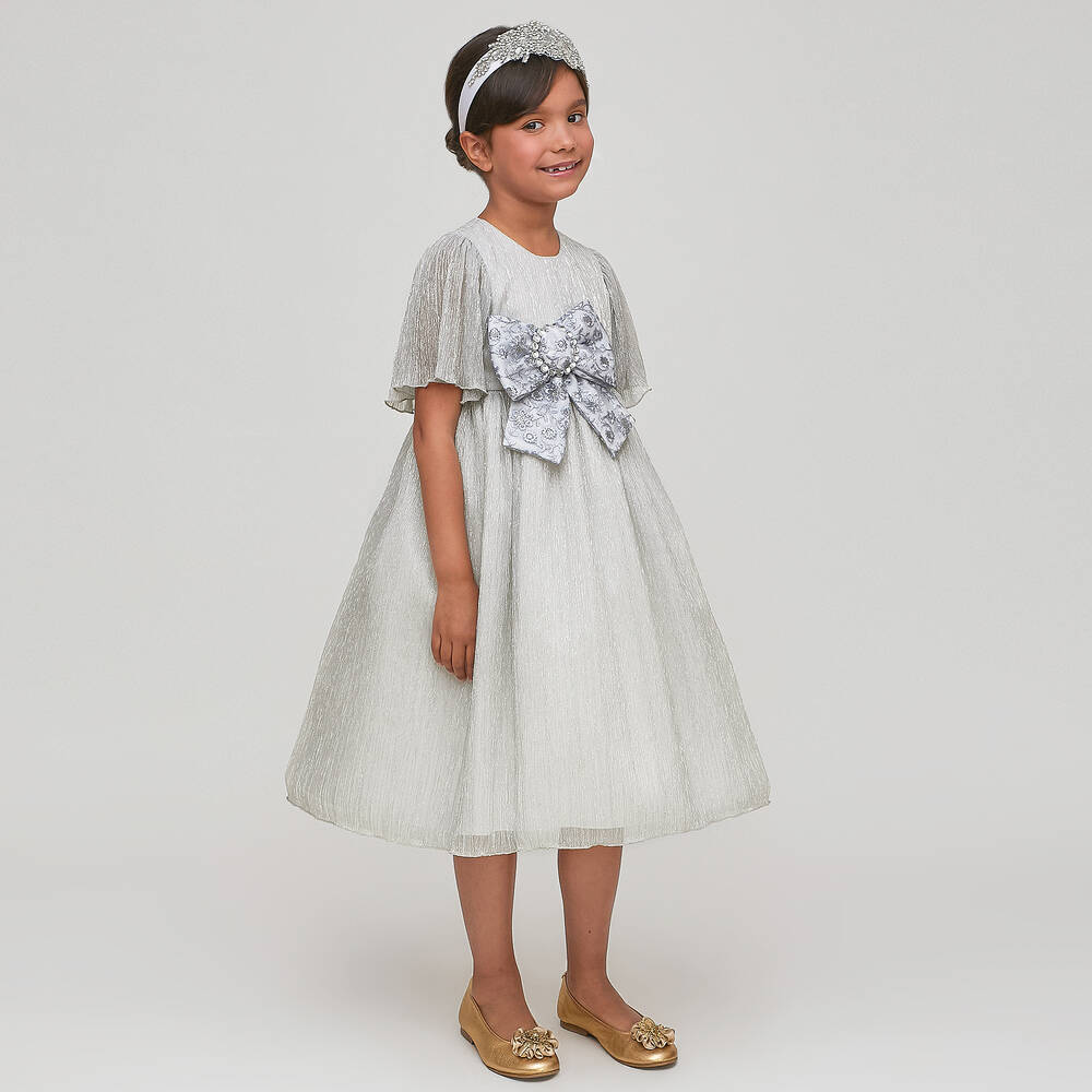 Graci-Girls Silver Tulle Dress | Childrensalon Outlet