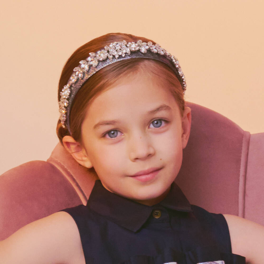 Graci-Girls Sparkling Black Crystal Hairband | Childrensalon Outlet