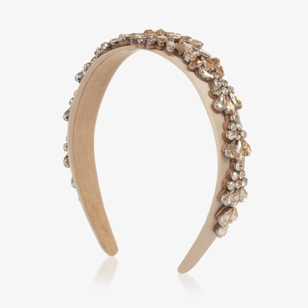 Graci-Girls Sparkling Crystal Gold Headband | Childrensalon Outlet