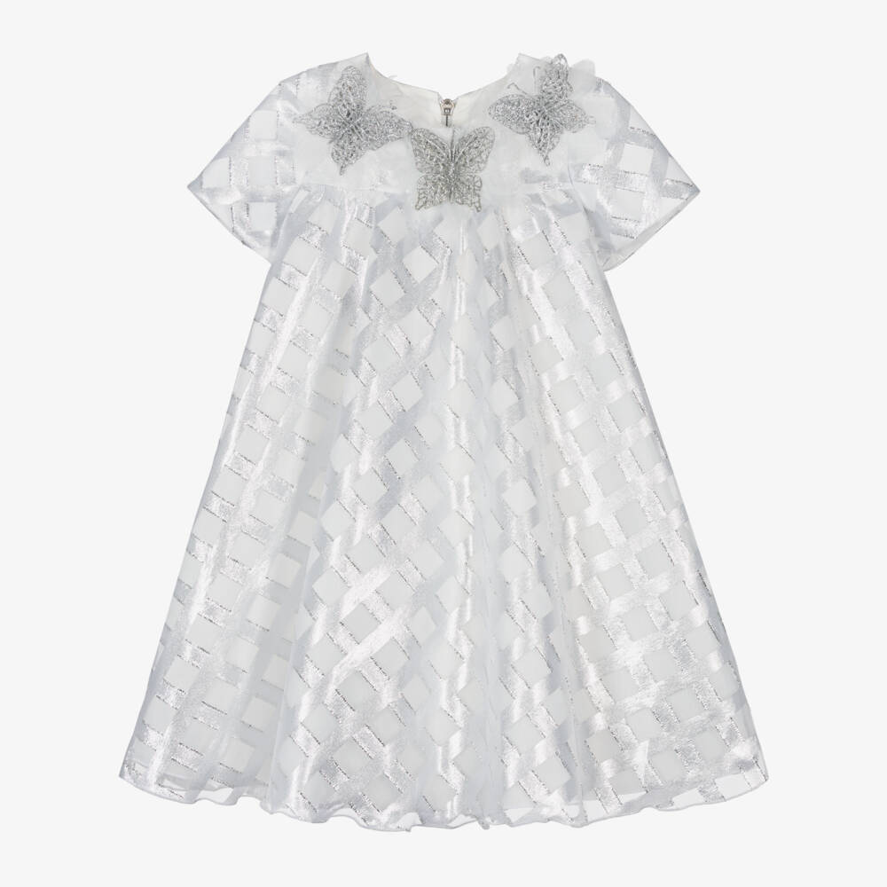 Graci-Серебристое органза платье с блестками для девочек | Childrensalon Outlet