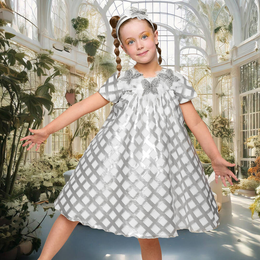 Graci-Girls Sparkling Silver Organza Delight | Childrensalon Outlet