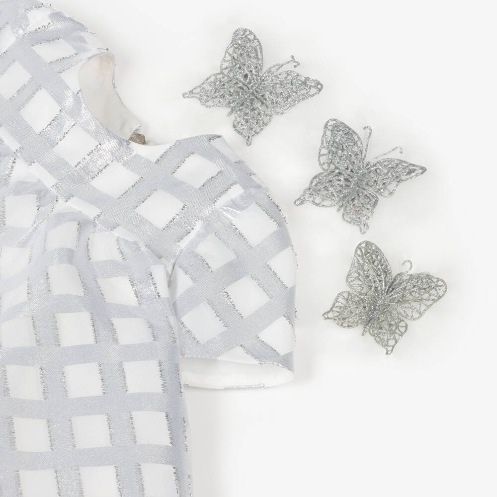 Graci-Girls Sparkling Silver Organza Delight | Childrensalon Outlet