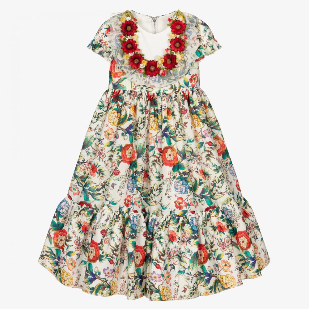 Graci-Girls White Floral Dress  | Childrensalon Outlet