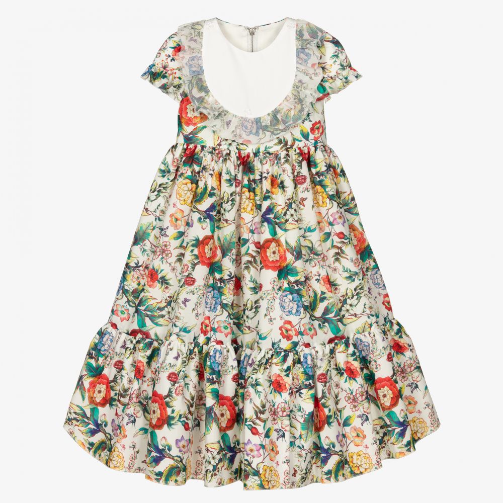 Graci-Girls White Floral Dress  | Childrensalon Outlet
