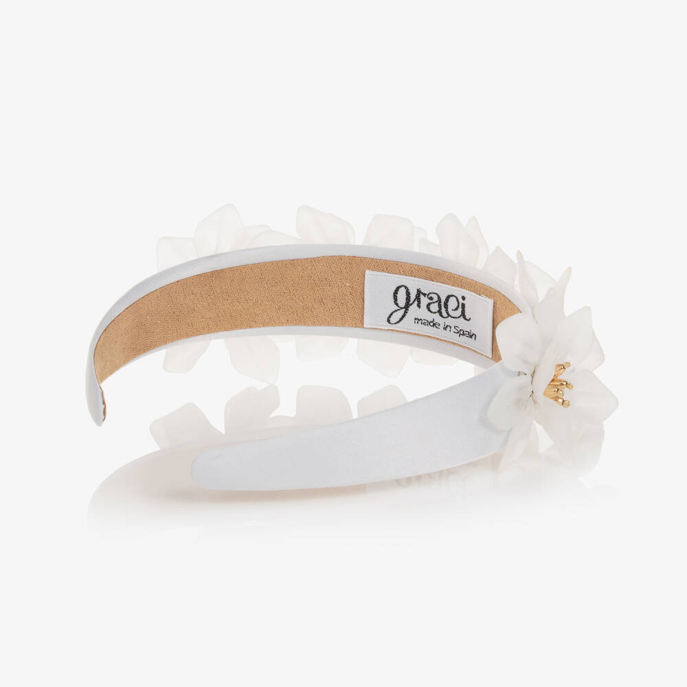 Graci-Girls White Flower Hairband | Childrensalon Outlet