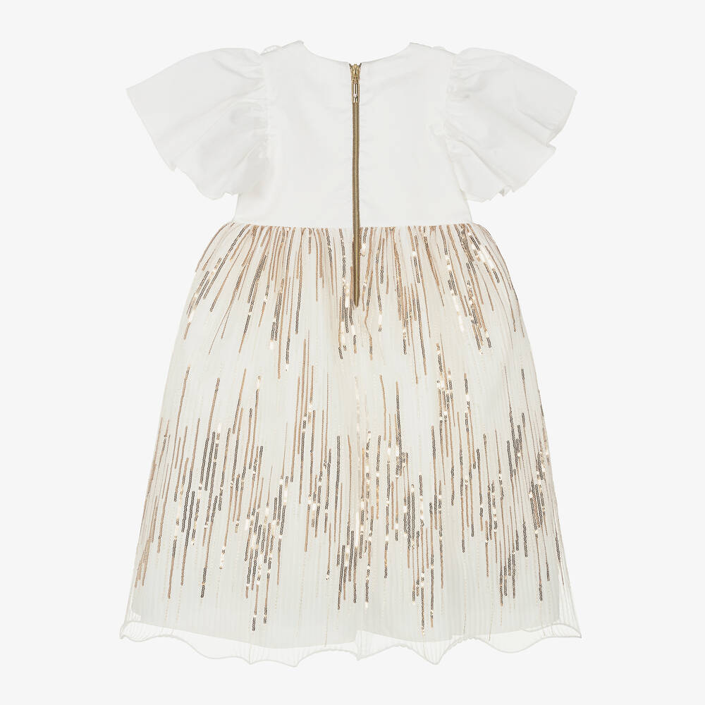 Graci-Girls White & Gold Sequin Dress | Childrensalon Outlet