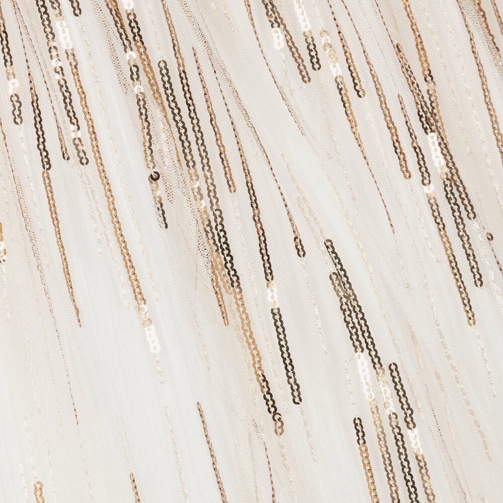 Graci-Girls White & Gold Sequin Dress | Childrensalon Outlet