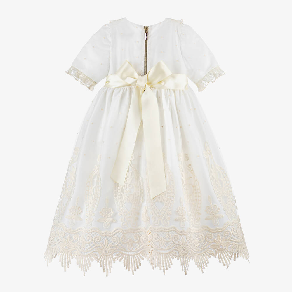 Graci-Girls White & Ivory Tulle Flower Dress | Childrensalon Outlet