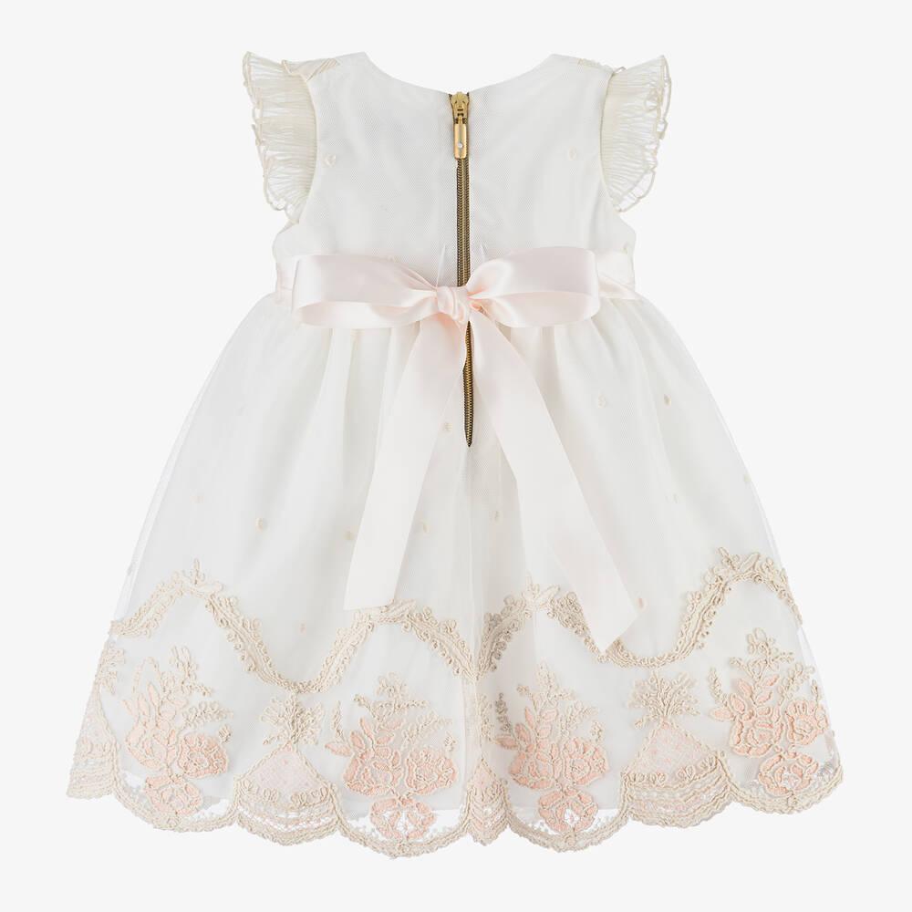 Graci-Girls White & Ivory Tulle Flower Dress | Childrensalon Outlet