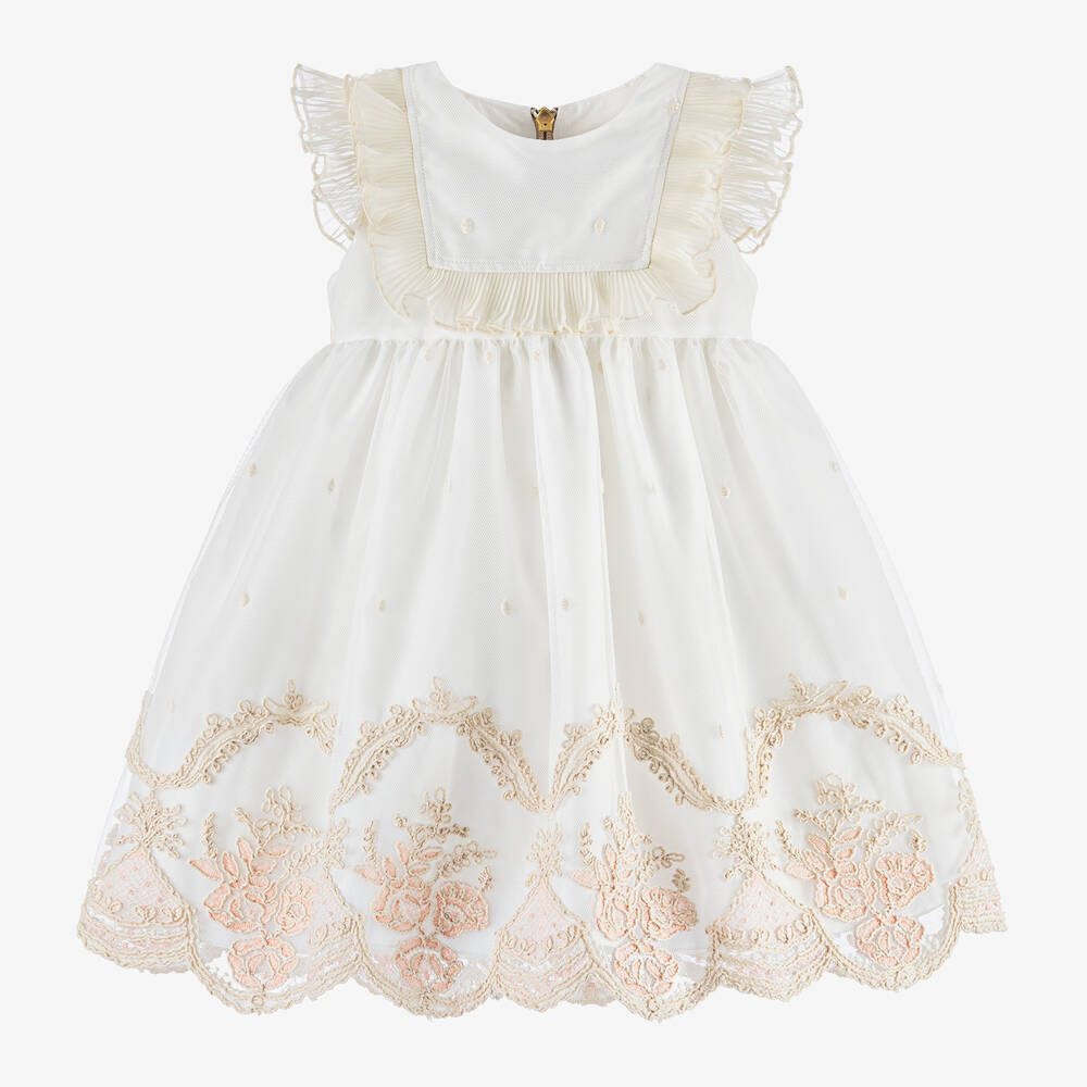 Graci-Girls White & Ivory Tulle Flower Dress | Childrensalon Outlet