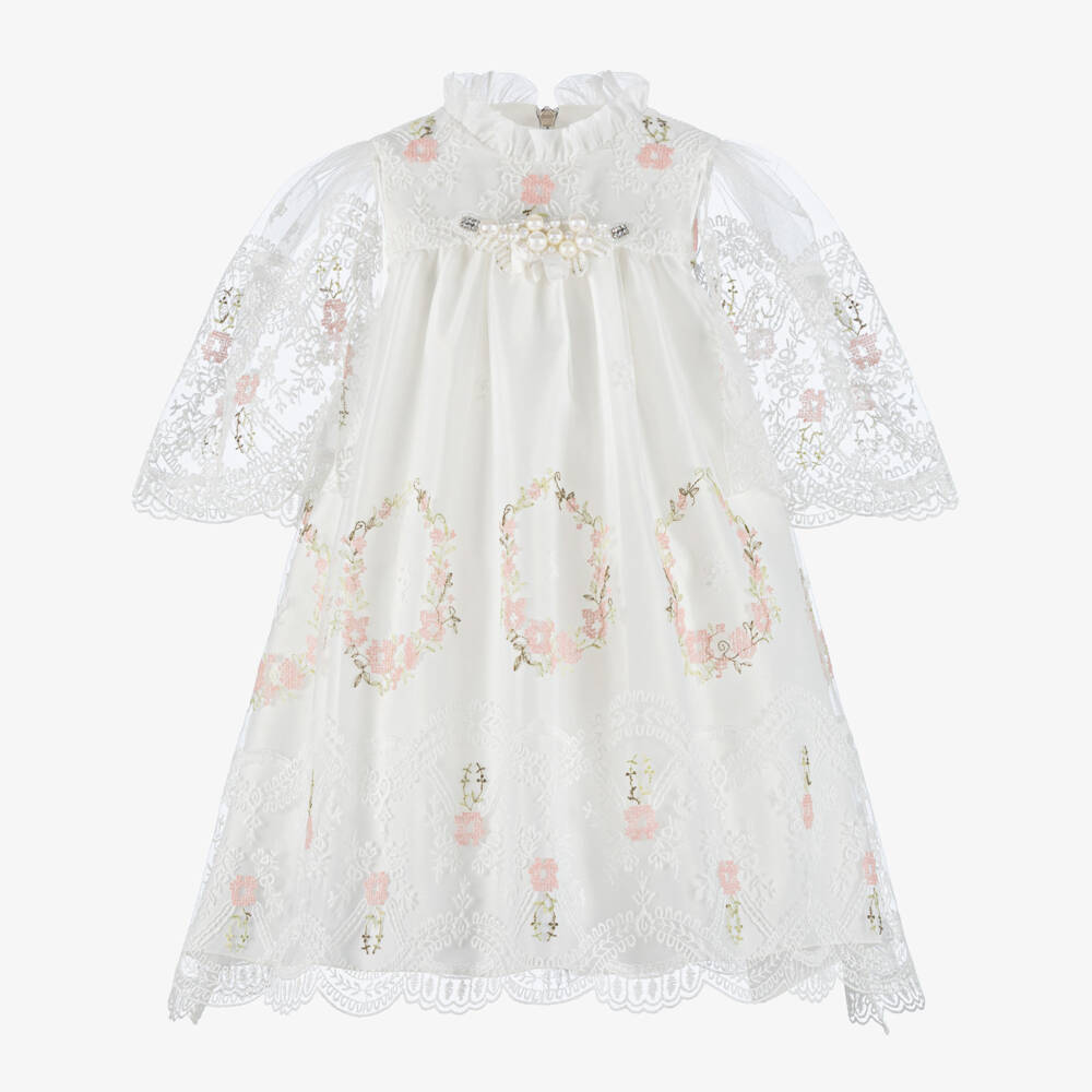 Graci-Кремовое кружевное платье для девочек | Childrensalon Outlet