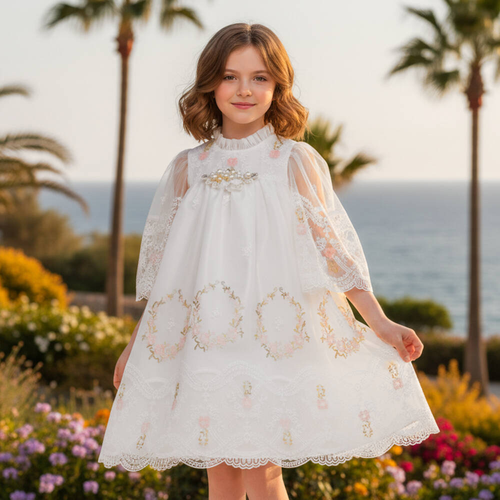 Graci-Кремовое кружевное платье для девочек | Childrensalon Outlet