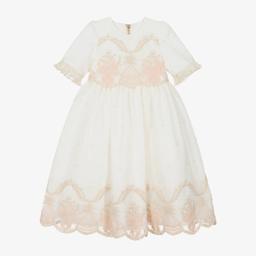 Graci-Бело-розовое платье из тюля для девочек | Childrensalon Outlet