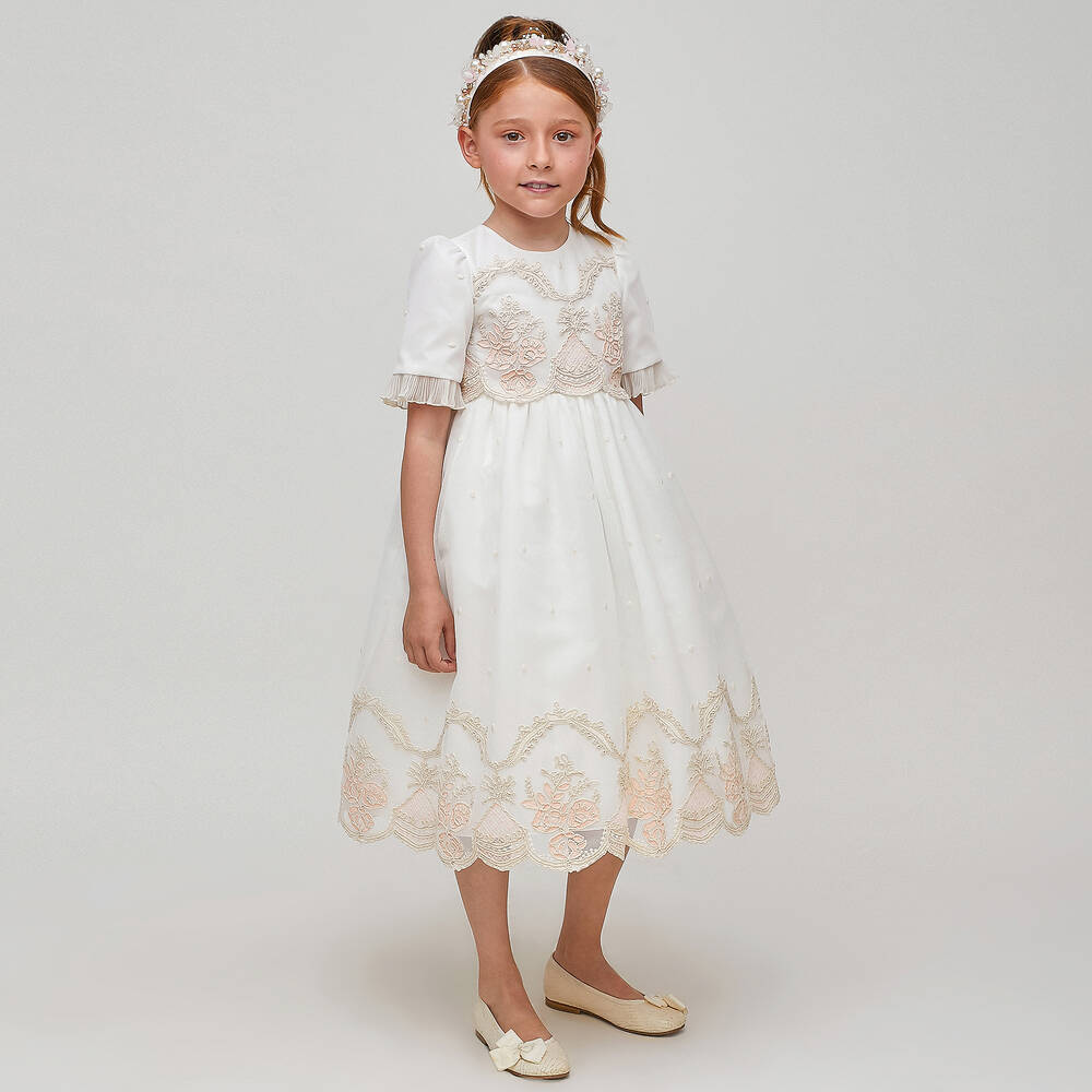 Graci-Бело-розовое платье из тюля для девочек | Childrensalon Outlet