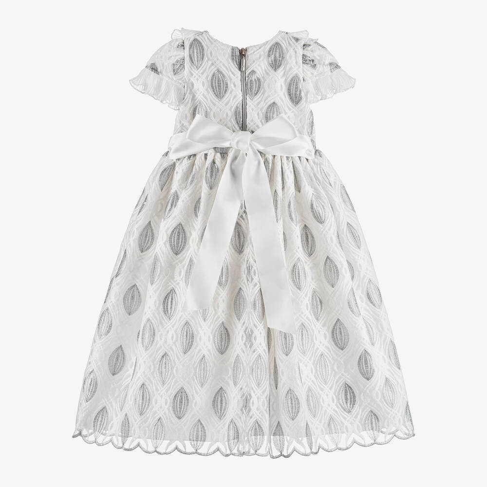 Graci-Girls White & Silver Organza Dress | Childrensalon Outlet