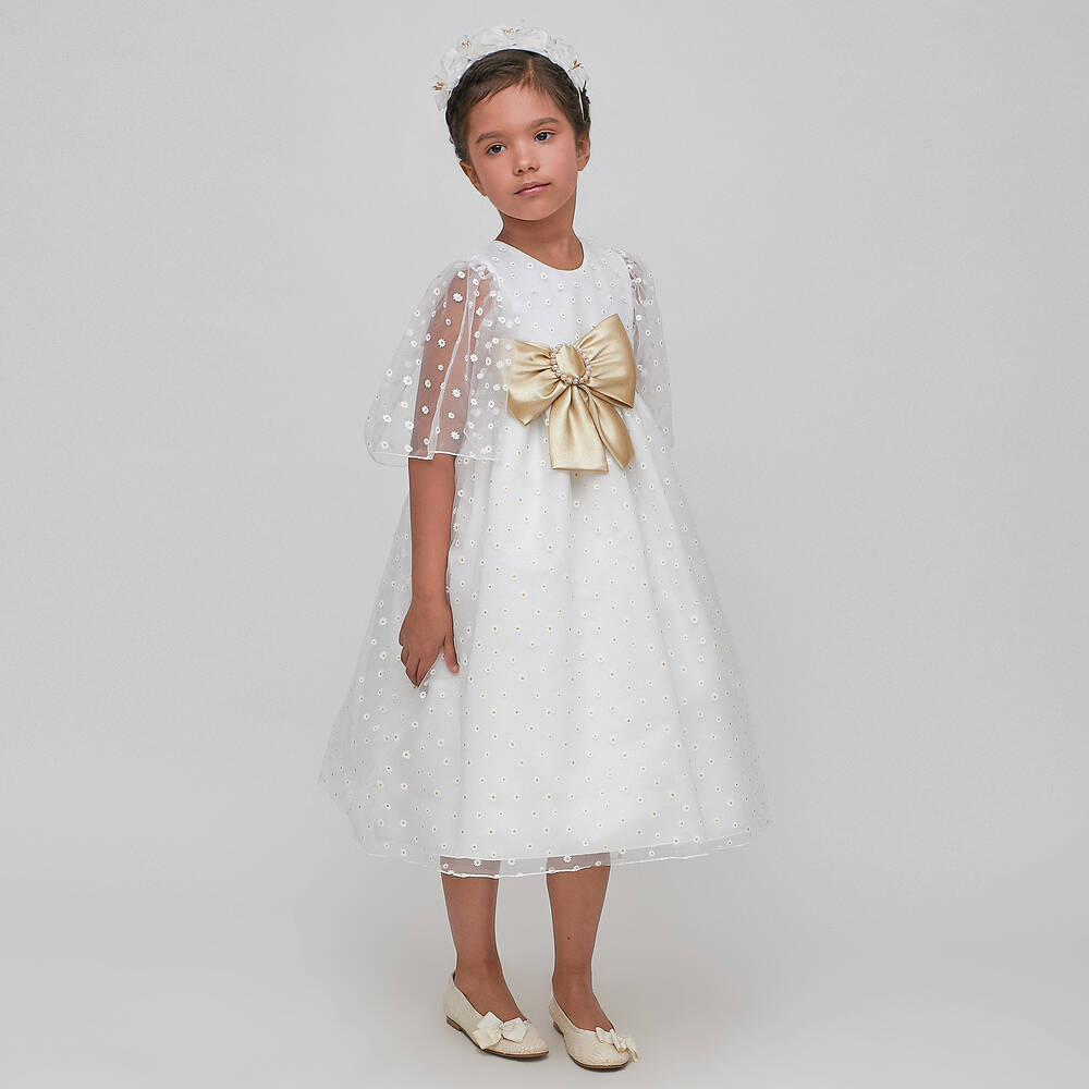 GRACI Girls White Tulle Daisy Dress