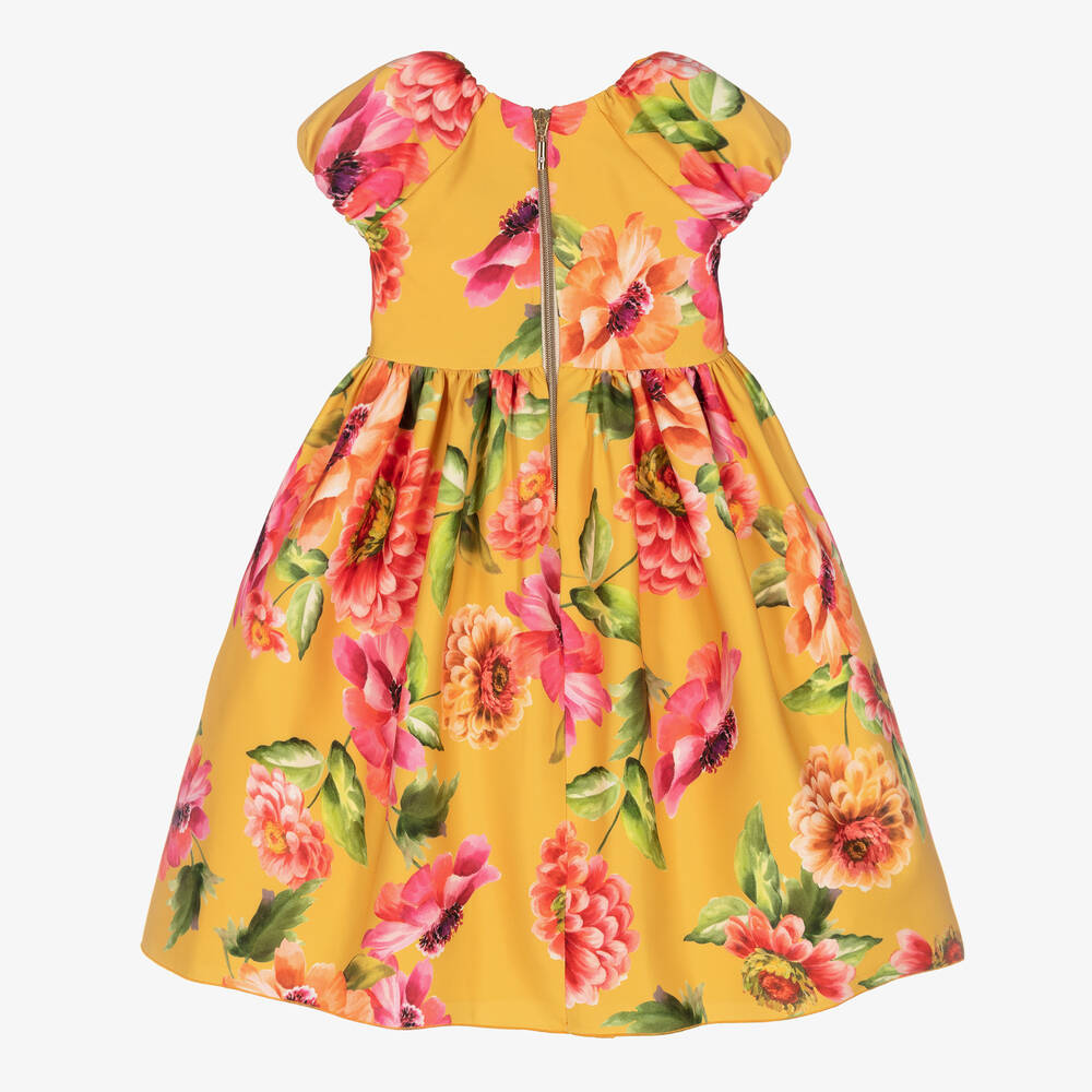 Graci-Желтое платье с цветами и стразами | Childrensalon Outlet