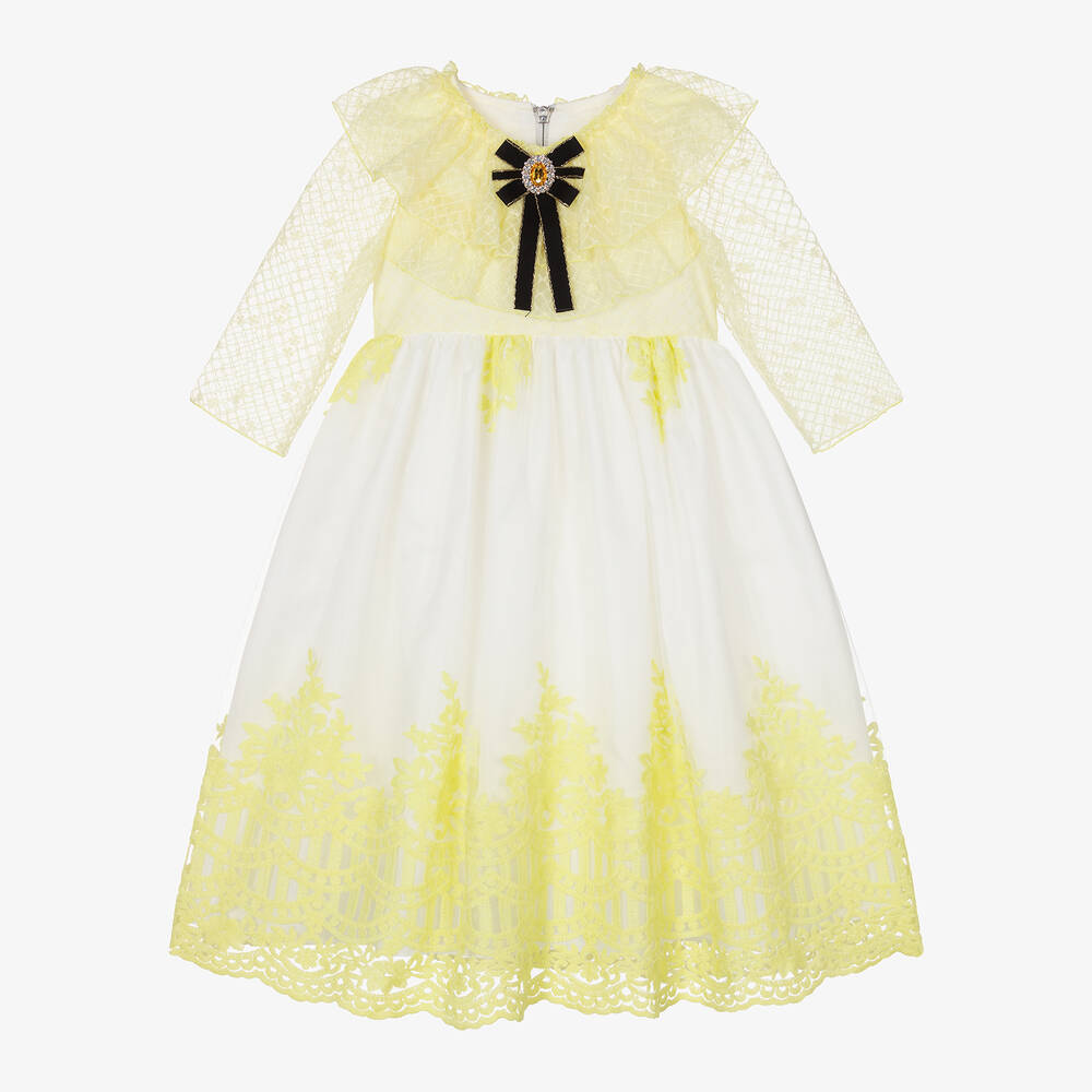 Graci-Girls Yellow Lace & Tulle Dress | Childrensalon Outlet