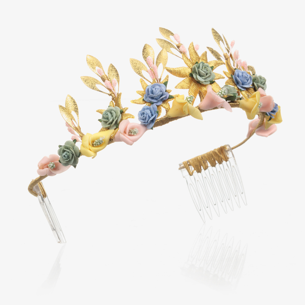 Graci-Gold Floral Tiara Hairband | Childrensalon Outlet