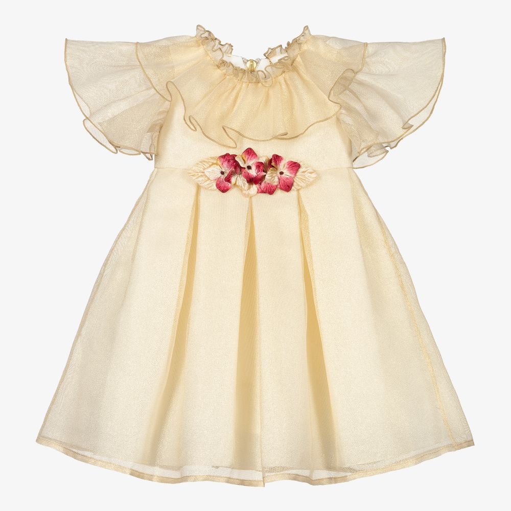 Graci - Gold Glittery Tulle Dress  | Childrensalon