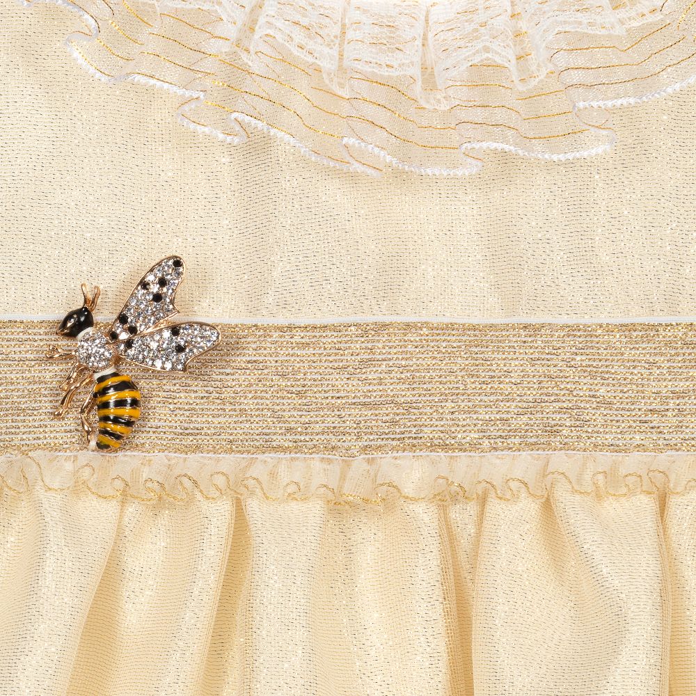 Graci-Золотистое платье с кружевной отделкой | Childrensalon Outlet