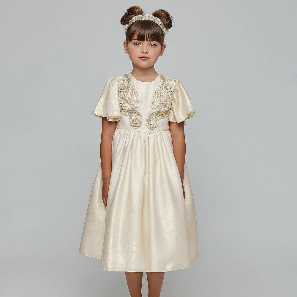 Graci-Gold Shimmer Satin Dress | Childrensalon Outlet