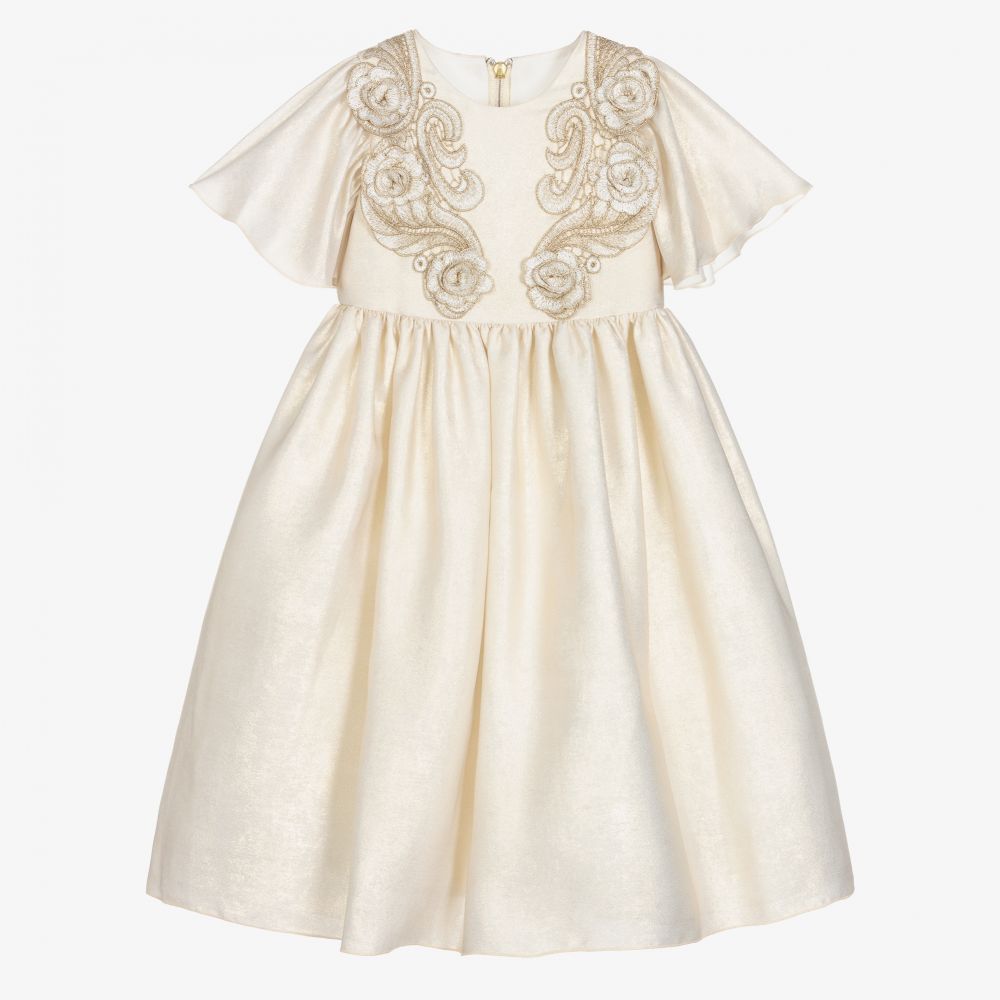 Graci - Золотистое переливающееся атласное платье  | Childrensalon