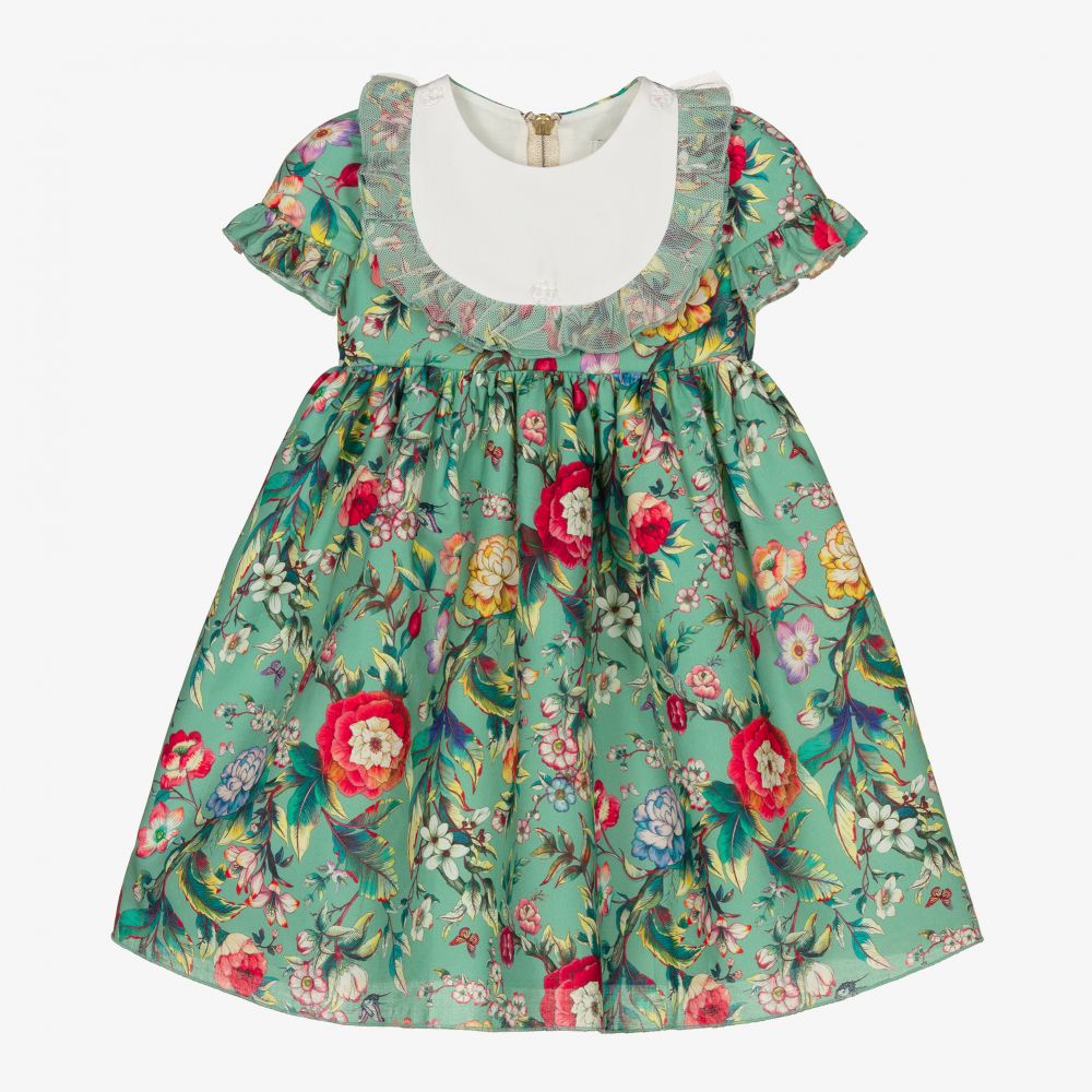 Graci-Зеленое платье с цветами для малышей | Childrensalon Outlet