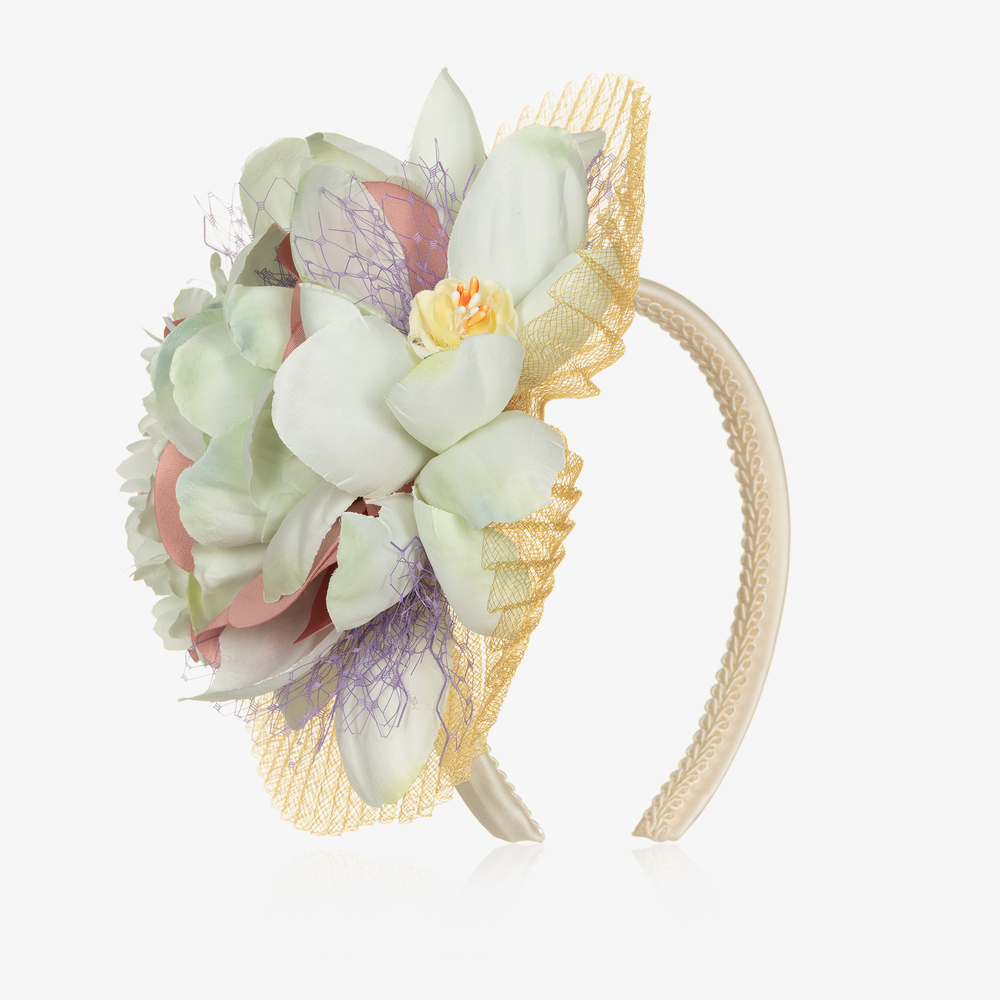 Graci-Green Tulle Flower Hairband | Childrensalon Outlet