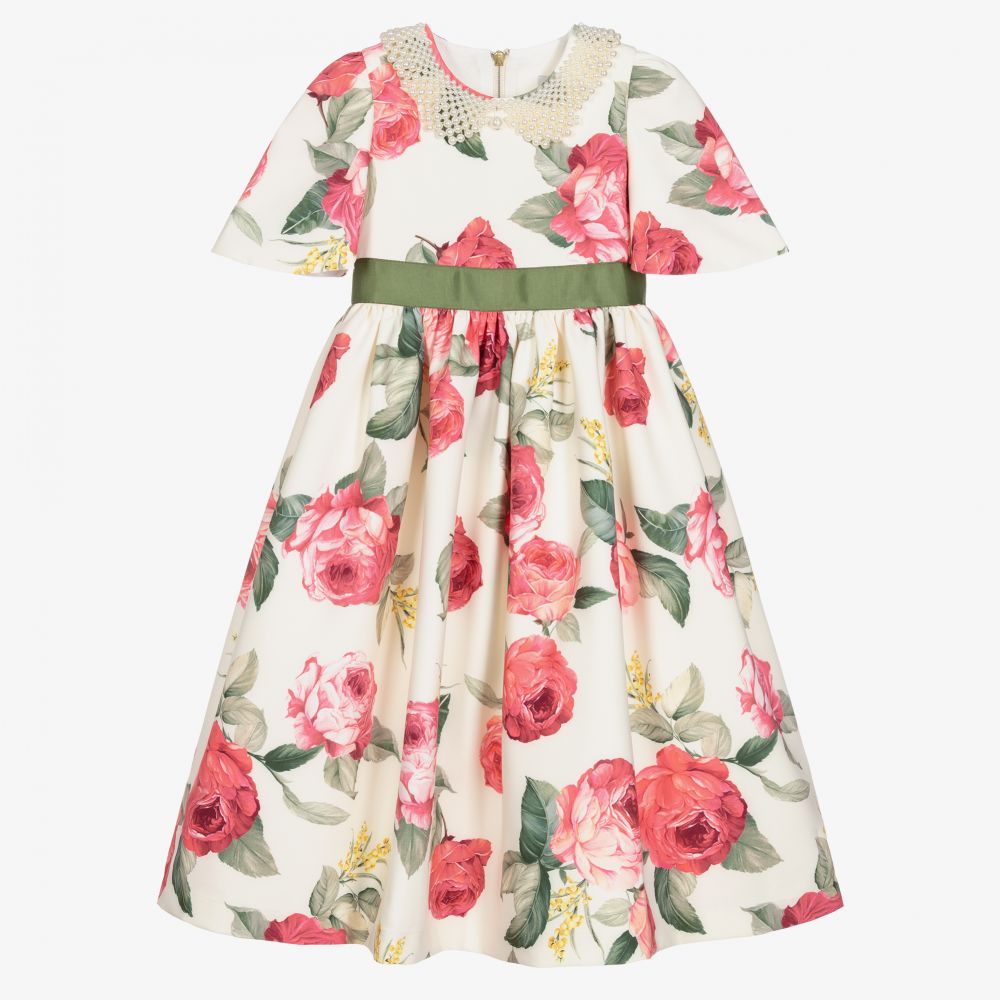 Graci - Ivory & Pink Floral Dress | Childrensalon
