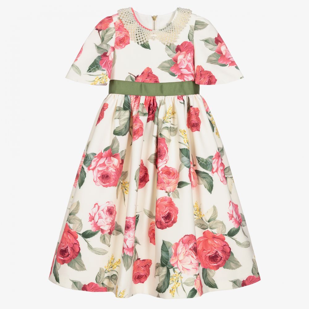Graci-Ivory & Pink Floral Dress | Childrensalon Outlet