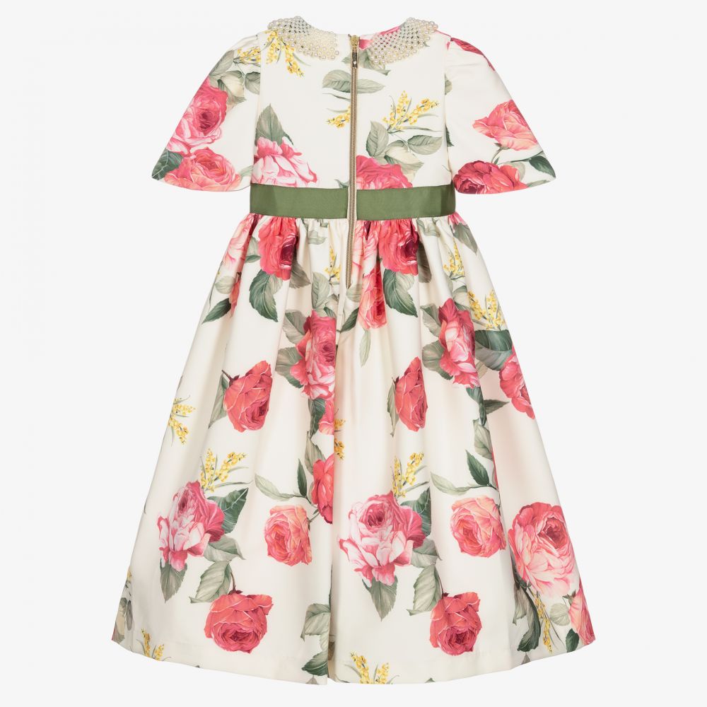Graci-Кремовое платье с розовыми цветами | Childrensalon Outlet