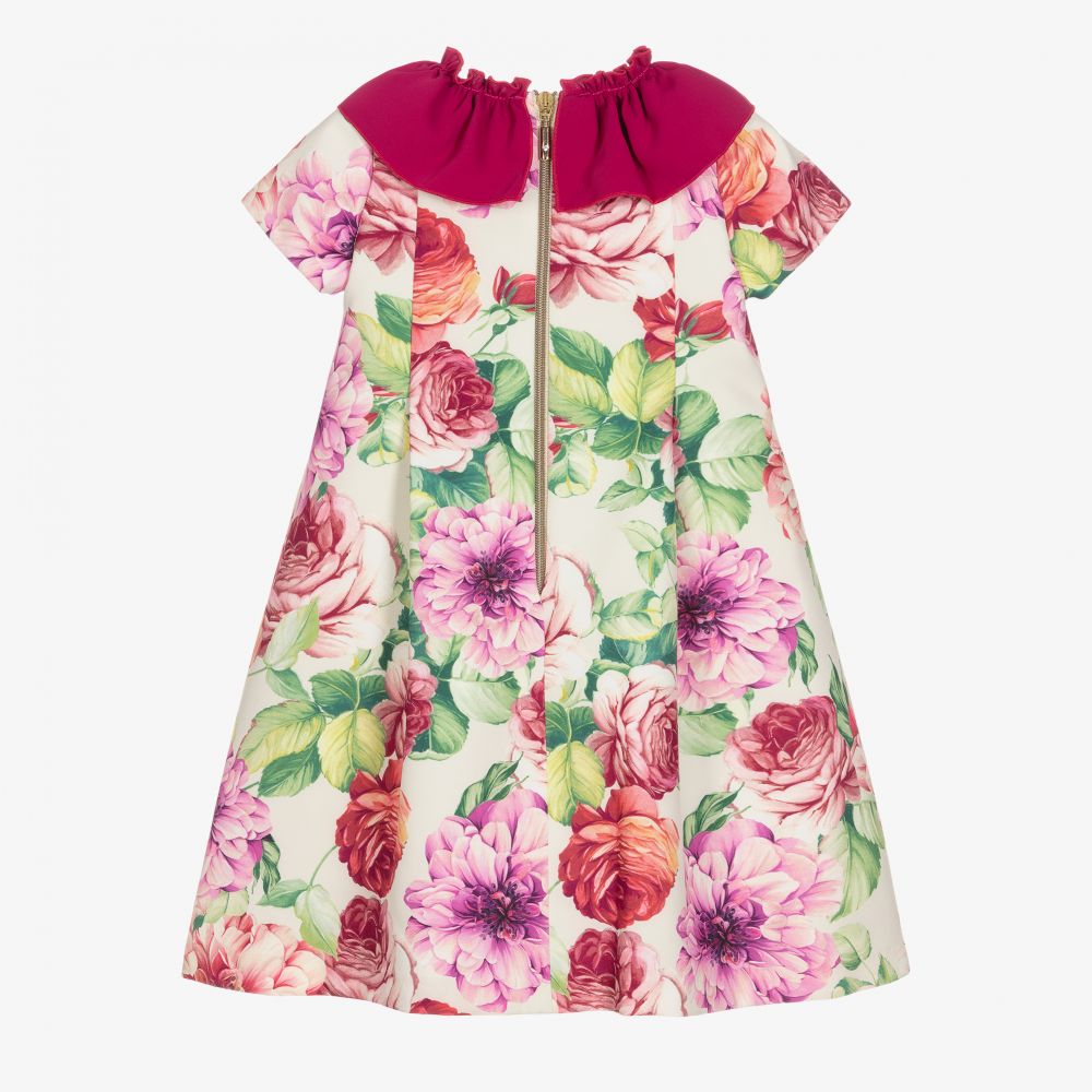 Graci-فستان قطن لون عاجي وزهري بطبعة ورود | Childrensalon Outlet