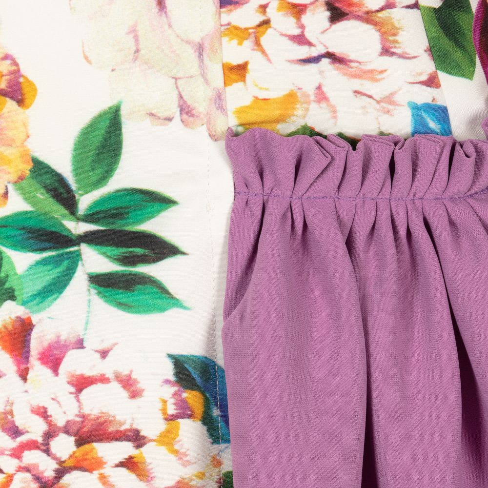 Graci-Кремово-фиолетовое платье с цветами | Childrensalon Outlet