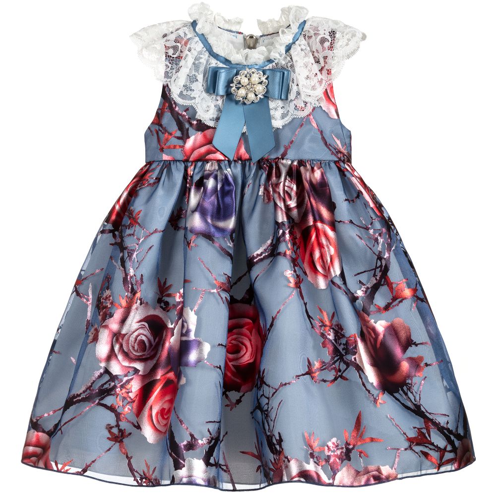 Graci - Metallic Blue Organza Dress  | Childrensalon