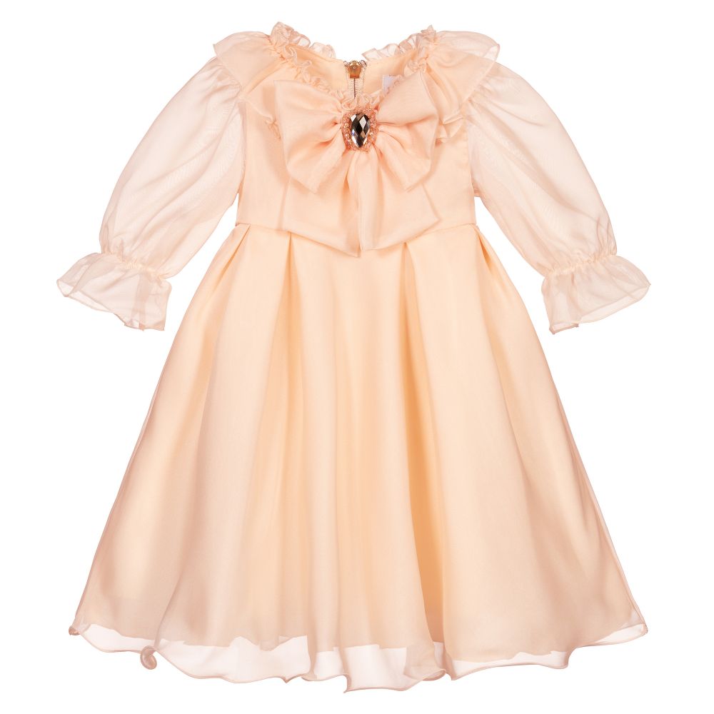 Graci - Robe rose pâle en mousseline à nœud  | Childrensalon