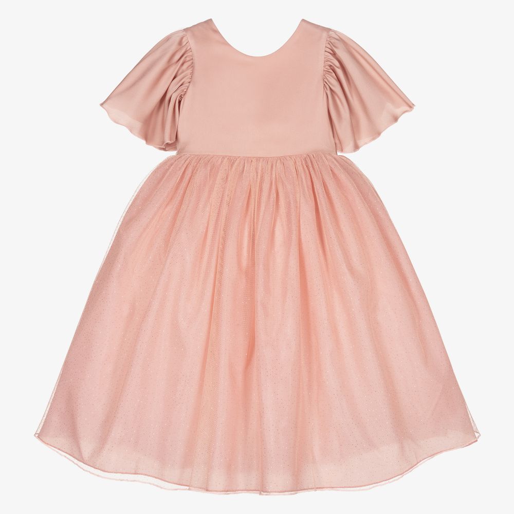 Graci-Розовое платье с цветами и крыльями | Childrensalon Outlet