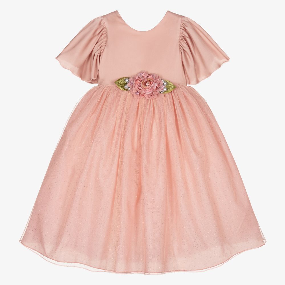 Graci-Розовое платье с цветами и крыльями | Childrensalon Outlet