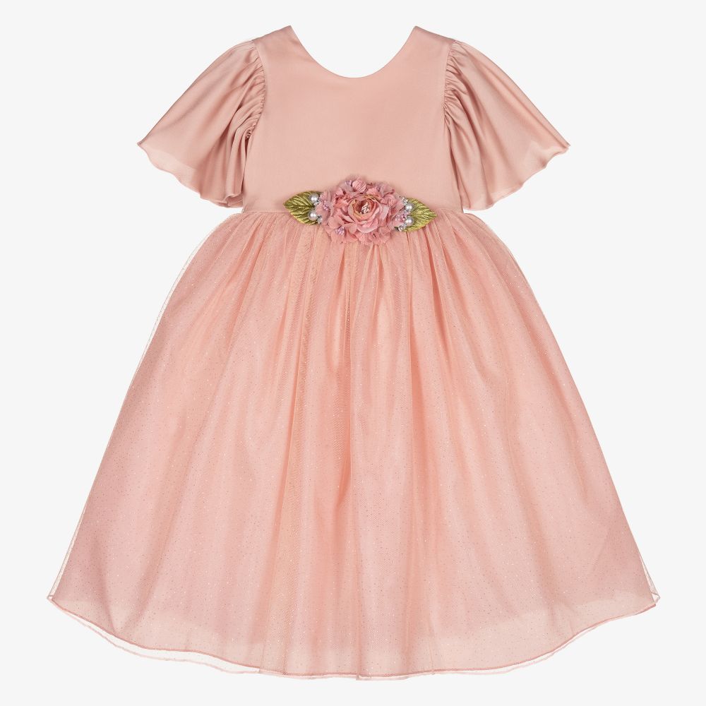 Graci - Robe rose à fleurs et ailes | Childrensalon