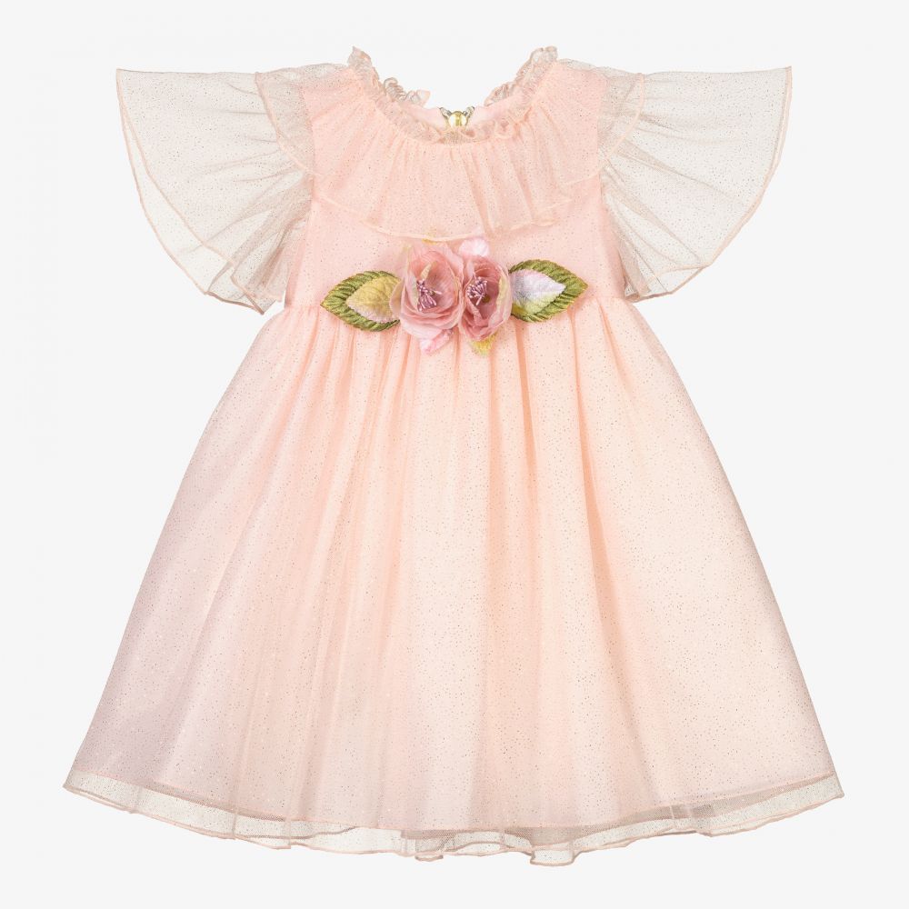 Graci - Robe rose et dorée en tulle Bébé  | Childrensalon