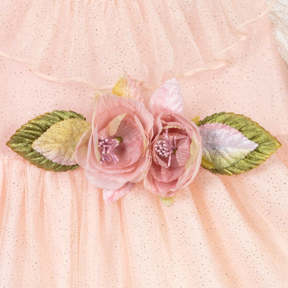 Graci-Pink & Gold Tulle Baby Dress  | Childrensalon Outlet
