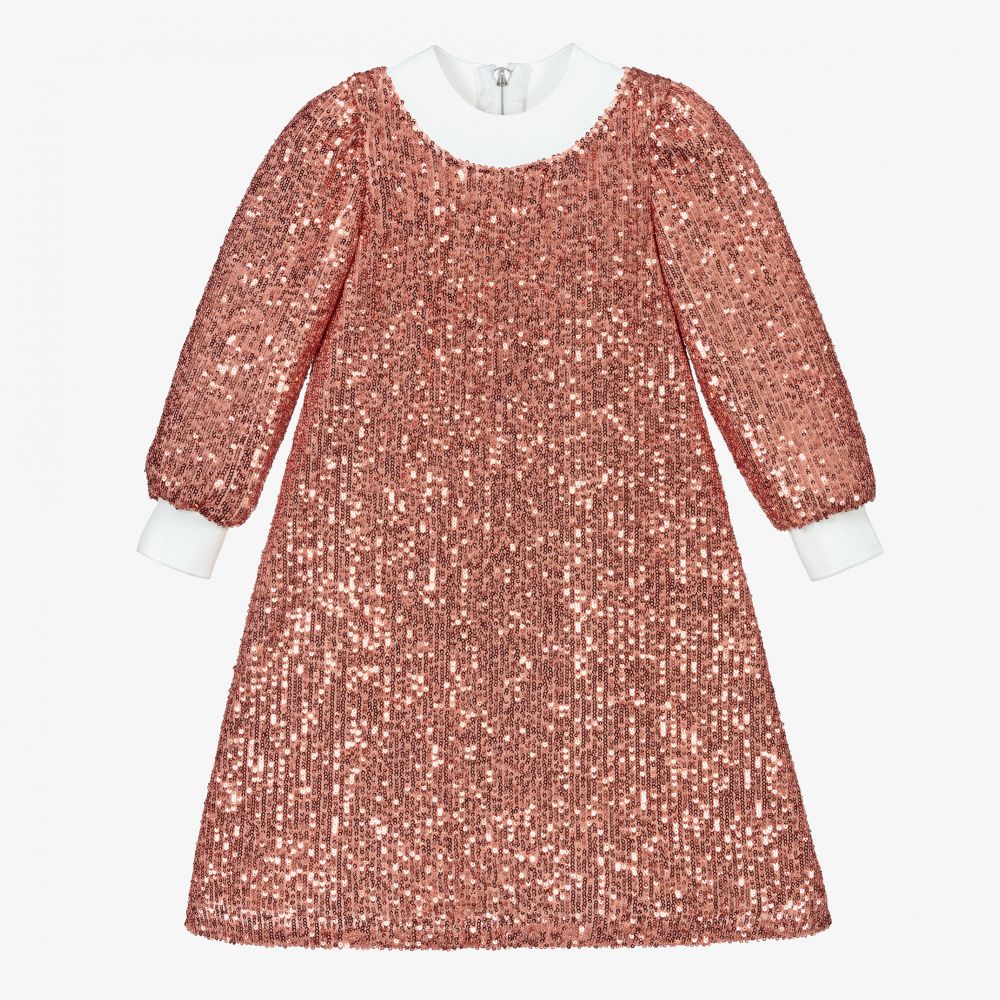 Graci-Розовое платье с пайетками и брошью | Childrensalon Outlet