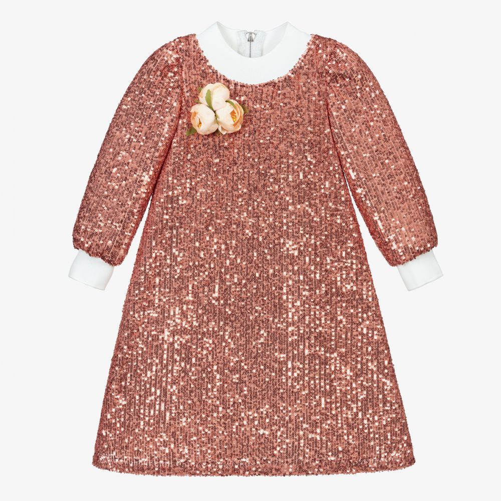 Graci - Розовое платье с пайетками и брошью | Childrensalon