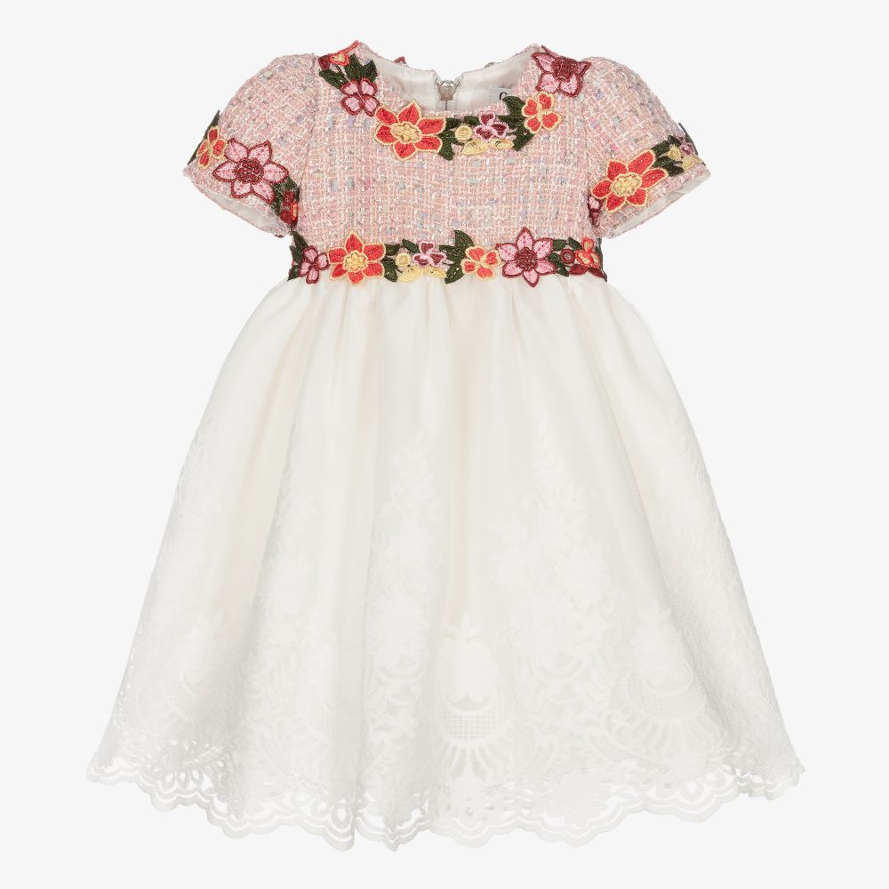 Graci-Pink Tweed & Lace Dress   | Childrensalon Outlet